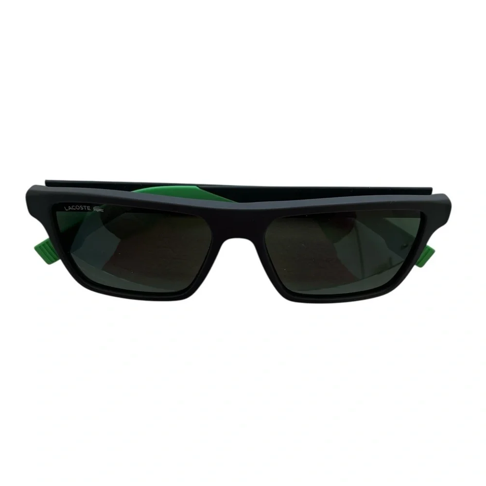 Lacoste Sunglasses in Matte Black Frame and Green Highlights